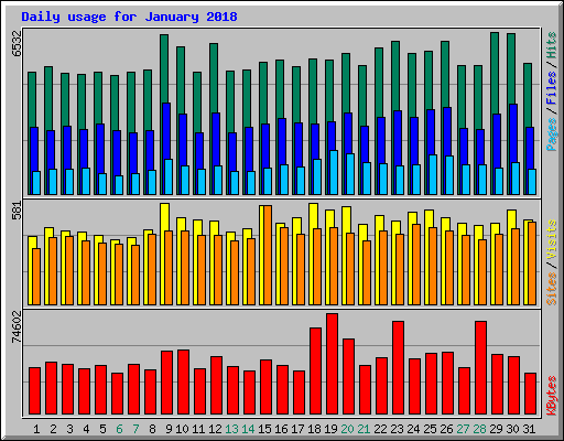 Daily usage for January 2018