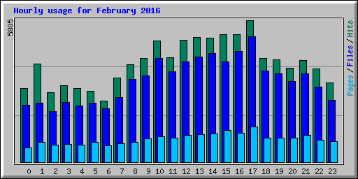 Hourly usage for February 2016