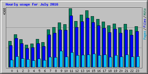 Hourly usage for July 2016